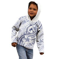 Hawaii Plumeria Lokelani Pikake Lei Kid Hoodie Navy Blue Polynesian Tattoo