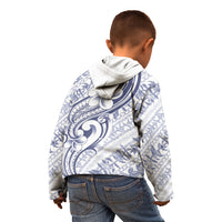 Hawaii Plumeria Lokelani Pikake Lei Kid Hoodie Navy Blue Polynesian Tattoo