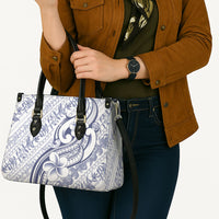 Hawaii Plumeria Lokelani Pikake Lei Leather Bag Navy Blue Polynesian Tattoo