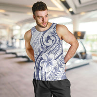 Hawaii Plumeria Lokelani Pikake Lei Men Tank Top Navy Blue Polynesian Tattoo