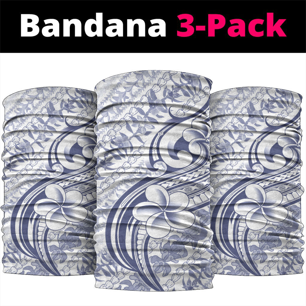 Hawaii Plumeria Lokelani Pikake Lei Neck Gaiter Navy Blue Polynesian Tattoo LT9 package One Size: 25*50cm Navy Blue - Polynesian Pride