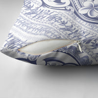 Hawaii Plumeria Lokelani Pikake Lei Pillow Cover Navy Blue Polynesian Tattoo