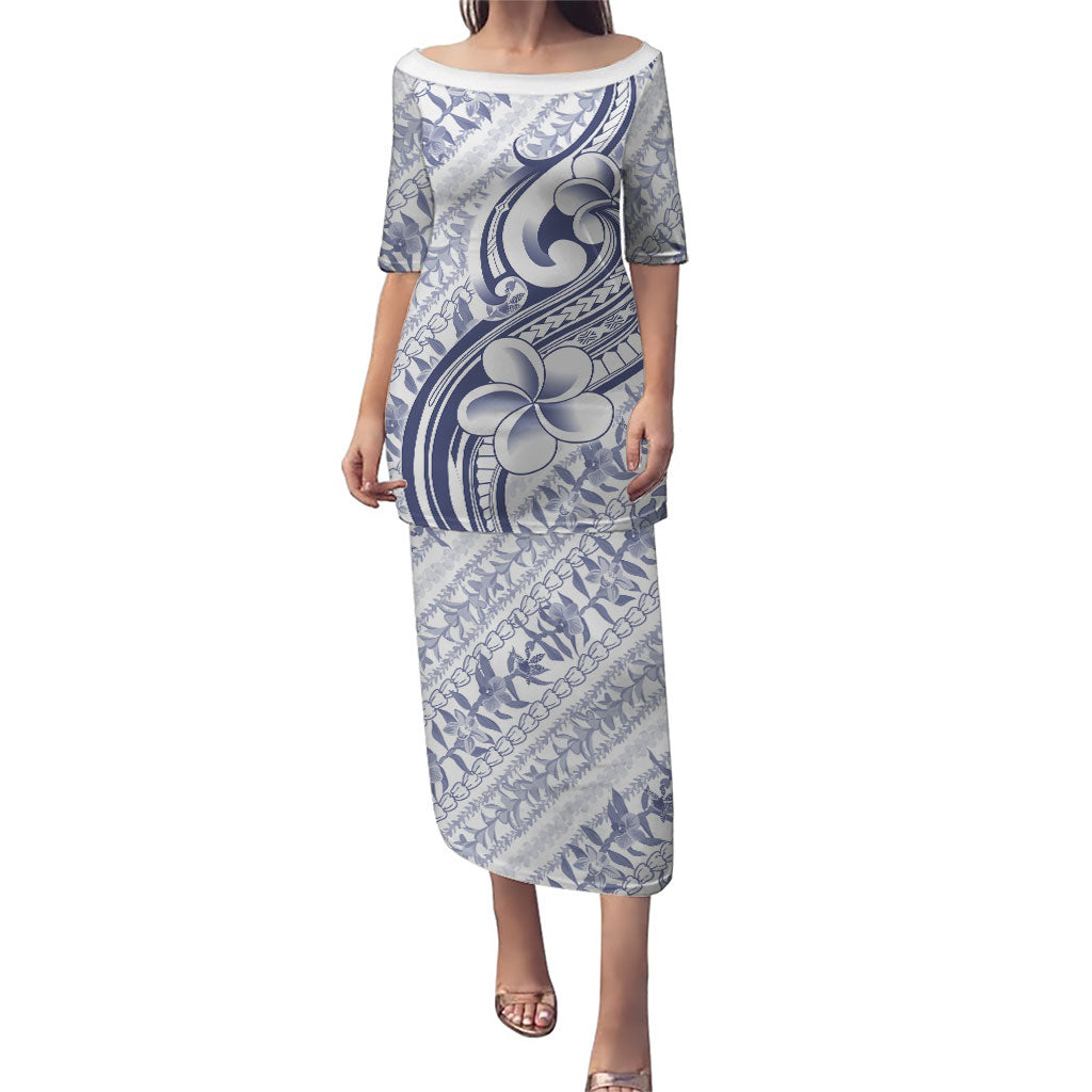 Hawaii Plumeria Lokelani Pikake Lei Puletasi Navy Blue Polynesian Tattoo