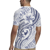 Hawaii Plumeria Lokelani Pikake Lei Rugby Jersey Navy Blue Polynesian Tattoo