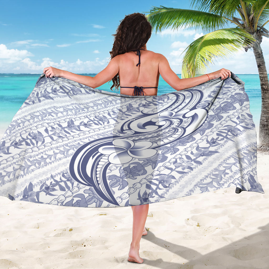 Hawaii Plumeria Lokelani Pikake Lei Sarong Navy Blue Polynesian Tattoo