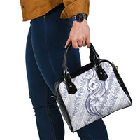 Hawaii Plumeria Lokelani Pikake Lei Shoulder Handbag Navy Blue Polynesian Tattoo