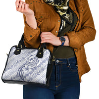 Hawaii Plumeria Lokelani Pikake Lei Shoulder Handbag Navy Blue Polynesian Tattoo