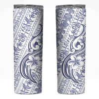 Hawaii Plumeria Lokelani Pikake Lei Skinny Tumbler Navy Blue Polynesian Tattoo