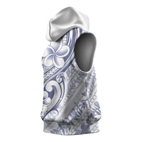 Hawaii Plumeria Lokelani Pikake Lei Sleeveless Hoodie Navy Blue Polynesian Tattoo