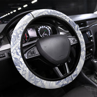 Hawaii Plumeria Lokelani Pikake Lei Steering Wheel Cover Navy Blue Polynesian Tattoo