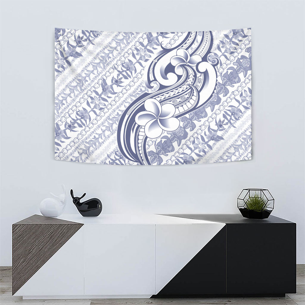 Hawaii Plumeria Lokelani Pikake Lei Tapestry Navy Blue Polynesian Tattoo