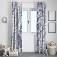 Hawaii Plumeria Lokelani Pikake Lei Window Curtain Navy Blue Polynesian Tattoo