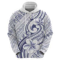 Hawaii Plumeria Lokelani Pikake Lei Zip Hoodie Navy Blue Polynesian Tattoo