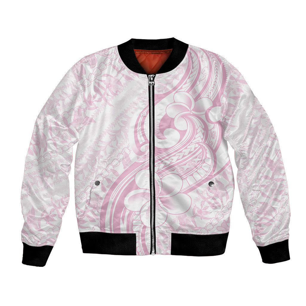 Hawaii Plumeria Lokelani Pikake Lei Bomber Jacket Poni Mama Polynesian Tattoo LT9 Unisex Pink - Polynesian Pride