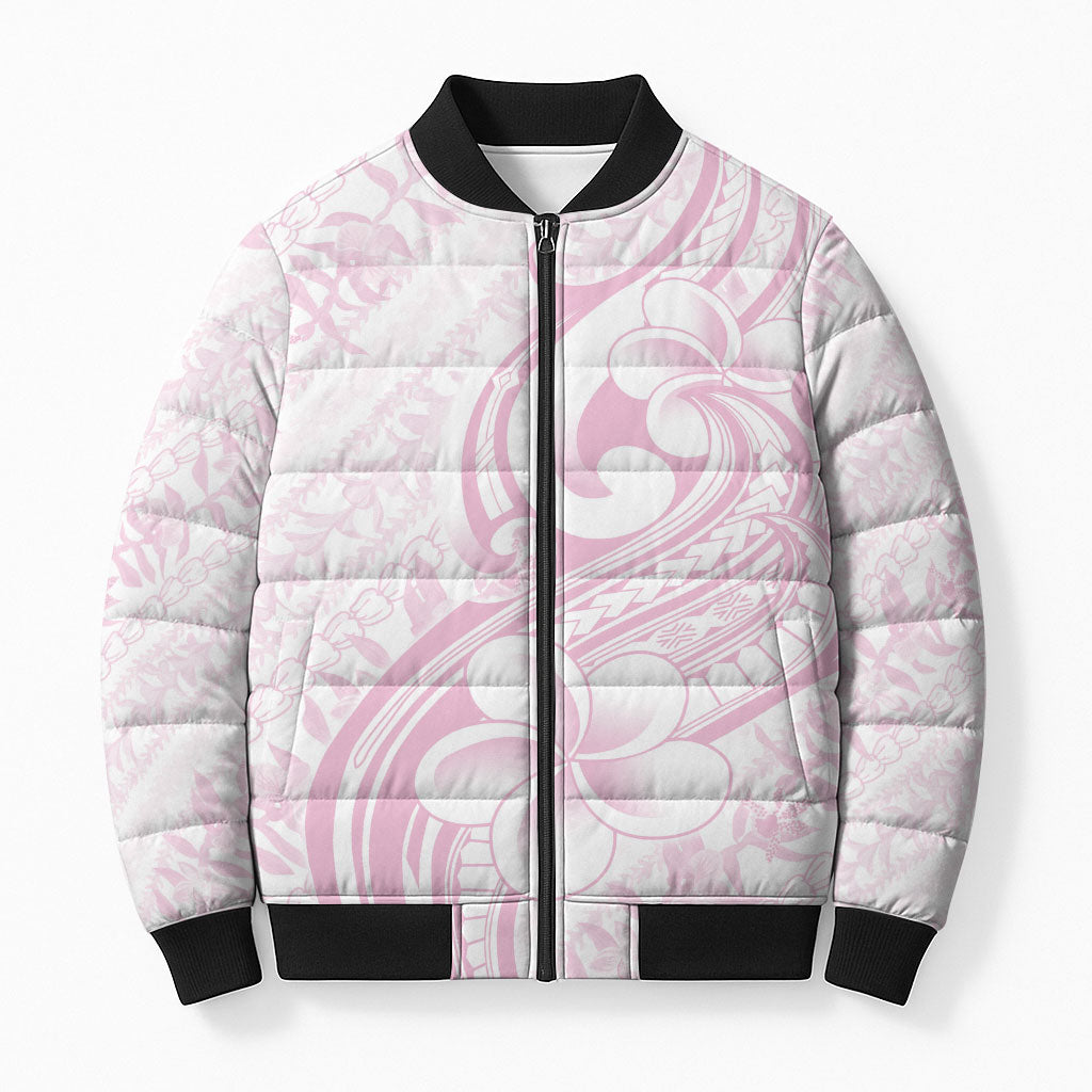 Hawaii Plumeria Lokelani Pikake Lei Bomber Puffer Jacket Poni Mama Polynesian Tattoo