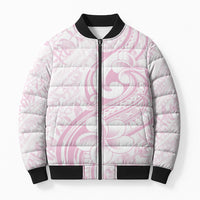 Hawaii Plumeria Lokelani Pikake Lei Bomber Puffer Jacket Poni Mama Polynesian Tattoo