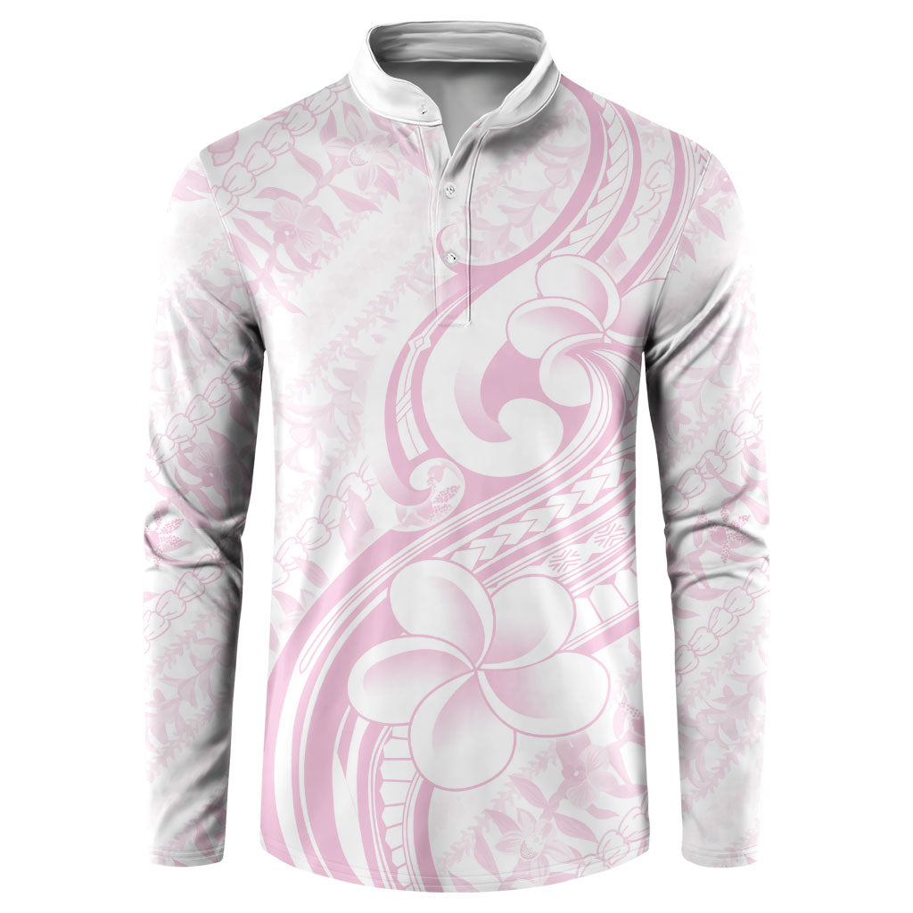 Hawaii Plumeria Lokelani Pikake Lei Button Sweatshirt Poni Mama Polynesian Tattoo LT9 Pink - Polynesian Pride