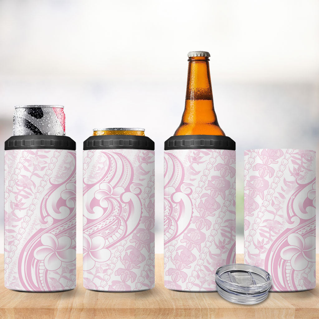 Hawaii Plumeria Lokelani Pikake Lei 4 in 1 Can Cooler Tumbler Poni Mama Polynesian Tattoo