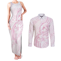 Hawaii Plumeria Lokelani Pikake Lei Couples Matching Tank Maxi Dress and Long Sleeve Button Shirt Poni Mama Polynesian Tattoo
