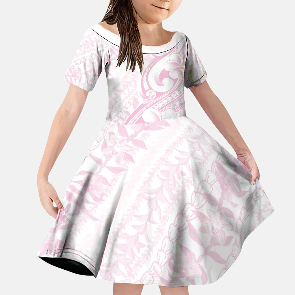Hawaii Plumeria Lokelani Pikake Lei Family Matching Off Shoulder Short Dress and Hawaiian Shirt Poni Mama Polynesian Tattoo