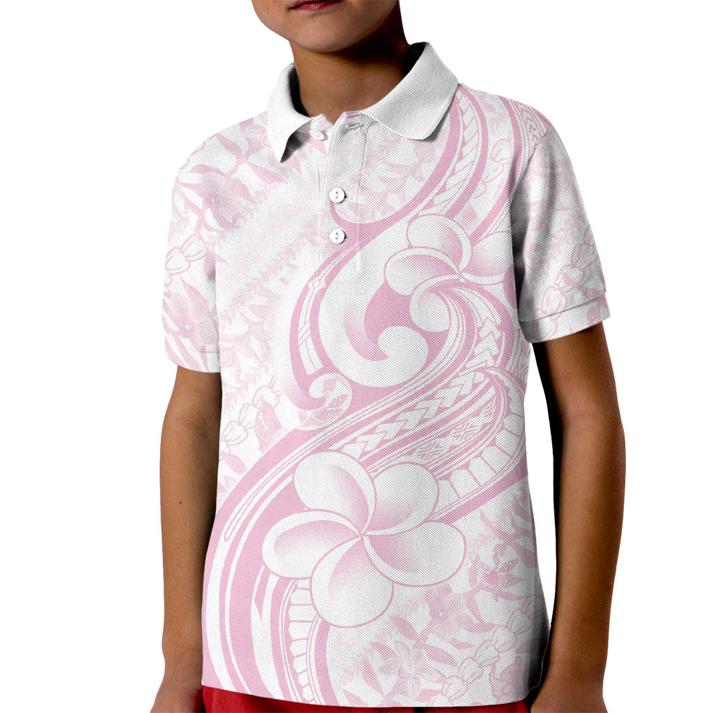 Hawaii Plumeria Lokelani Pikake Lei Kid Polo Shirt Poni Mama Polynesian Tattoo LT9 Kid Pink - Polynesian Pride