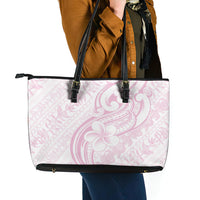 Hawaii Plumeria Lokelani Pikake Lei Leather Tote Bag Poni Mama Polynesian Tattoo