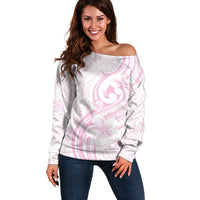Hawaii Plumeria Lokelani Pikake Lei Off Shoulder Sweater Poni Mama Polynesian Tattoo