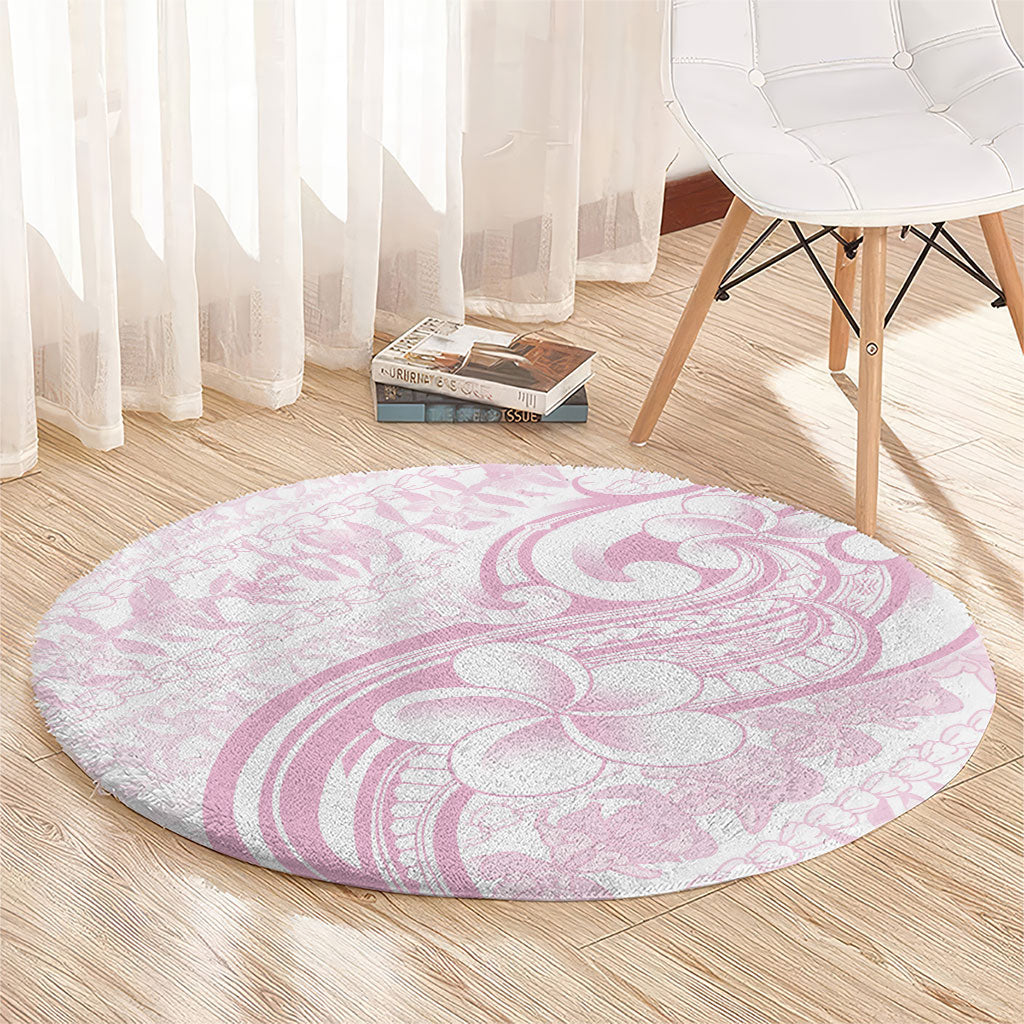 Hawaii Plumeria Lokelani Pikake Lei Round Carpet Poni Mama Polynesian Tattoo