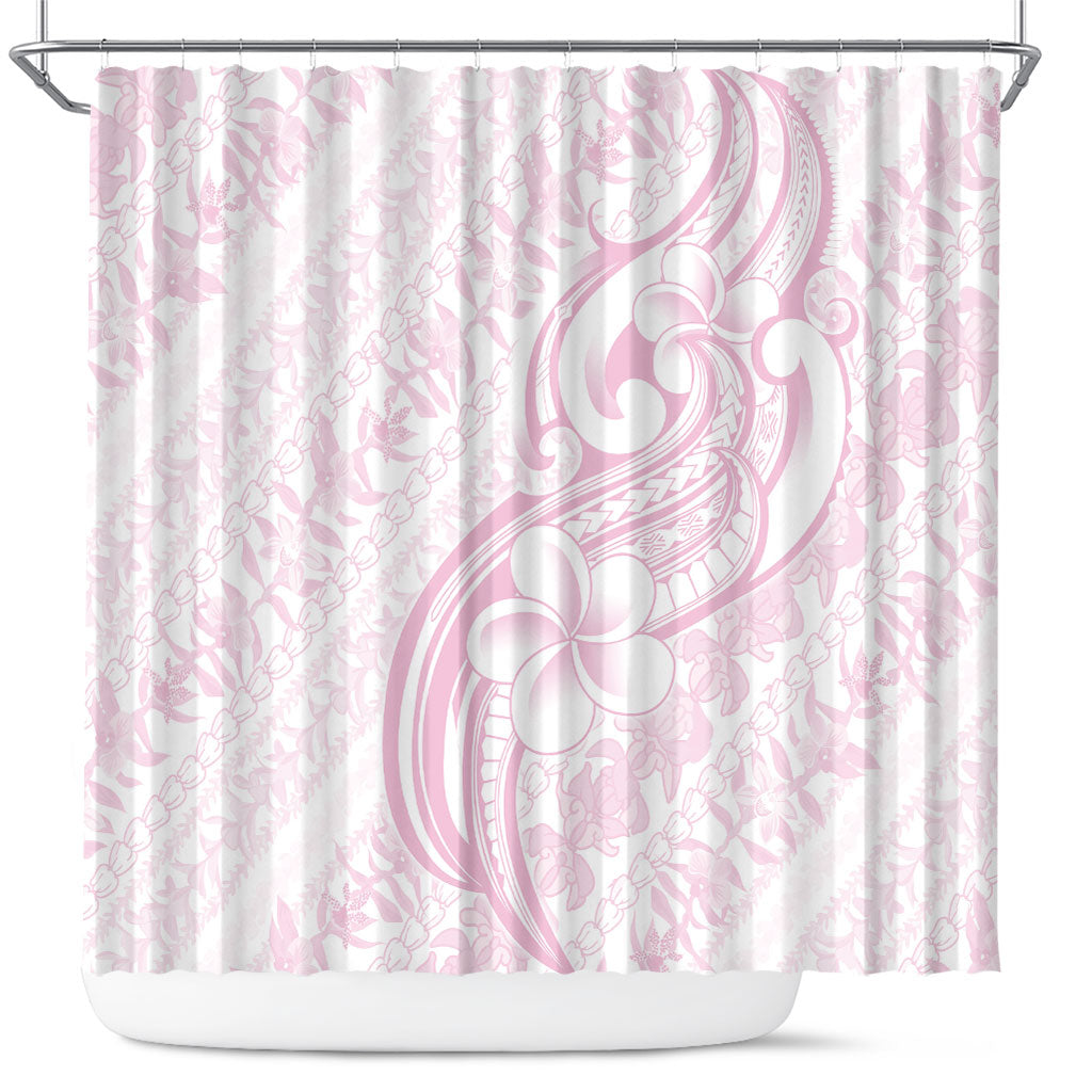 Hawaii Plumeria Lokelani Pikake Lei Shower Curtain Poni Mama Polynesian Tattoo