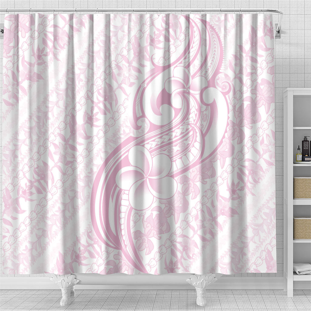 Hawaii Plumeria Lokelani Pikake Lei Shower Curtain Poni Mama Polynesian Tattoo