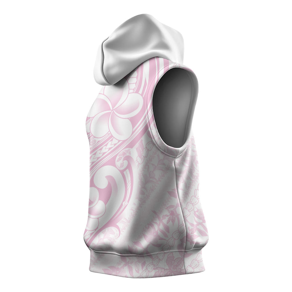 Hawaii Plumeria Lokelani Pikake Lei Sleeveless Hoodie Poni Mama Polynesian Tattoo