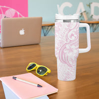 Hawaii Plumeria Lokelani Pikake Lei Tumbler With Handle Poni Mama Polynesian Tattoo