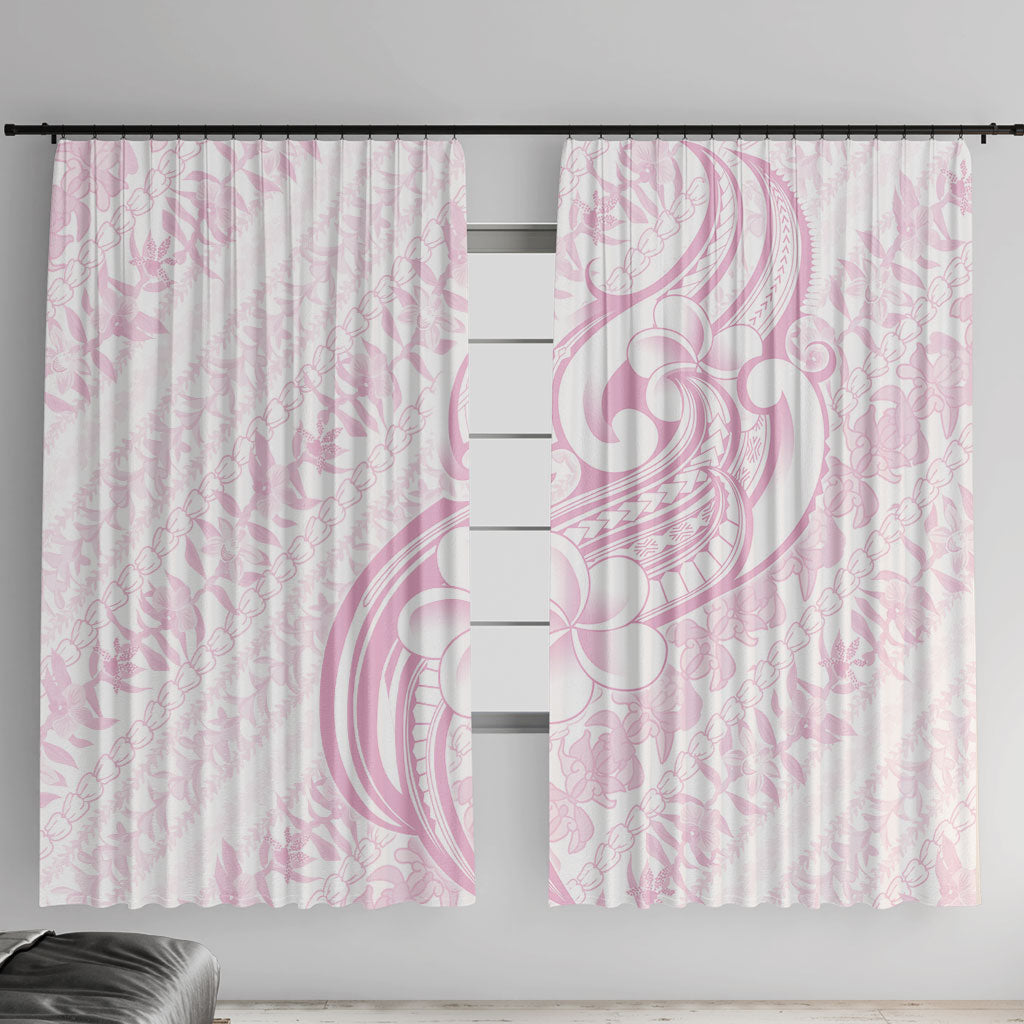 Hawaii Plumeria Lokelani Pikake Lei Window Curtain Poni Mama Polynesian Tattoo LT9 With Hooks Pink - Polynesian Pride