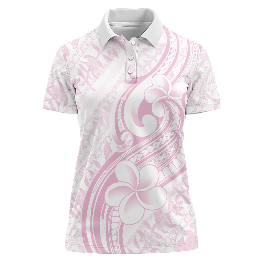 Hawaii Plumeria Lokelani Pikake Lei Women Polo Shirt Poni Mama Polynesian Tattoo LT9 Female Pink - Polynesian Pride