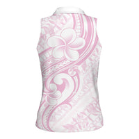 Hawaii Plumeria Lokelani Pikake Lei Women Sleeveless Polo Shirt Poni Mama Polynesian Tattoo
