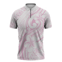 Hawaii Plumeria Lokelani Pikake Lei Zipper Polo Shirt Poni Mama Polynesian Tattoo