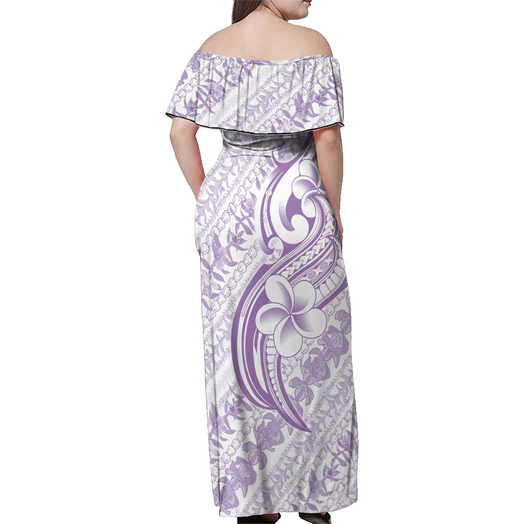 Hawaii Plumeria Lokelani Pikake Lei Family Matching Off Shoulder Maxi Dress and Hawaiian Shirt Poni Polynesian Tattoo