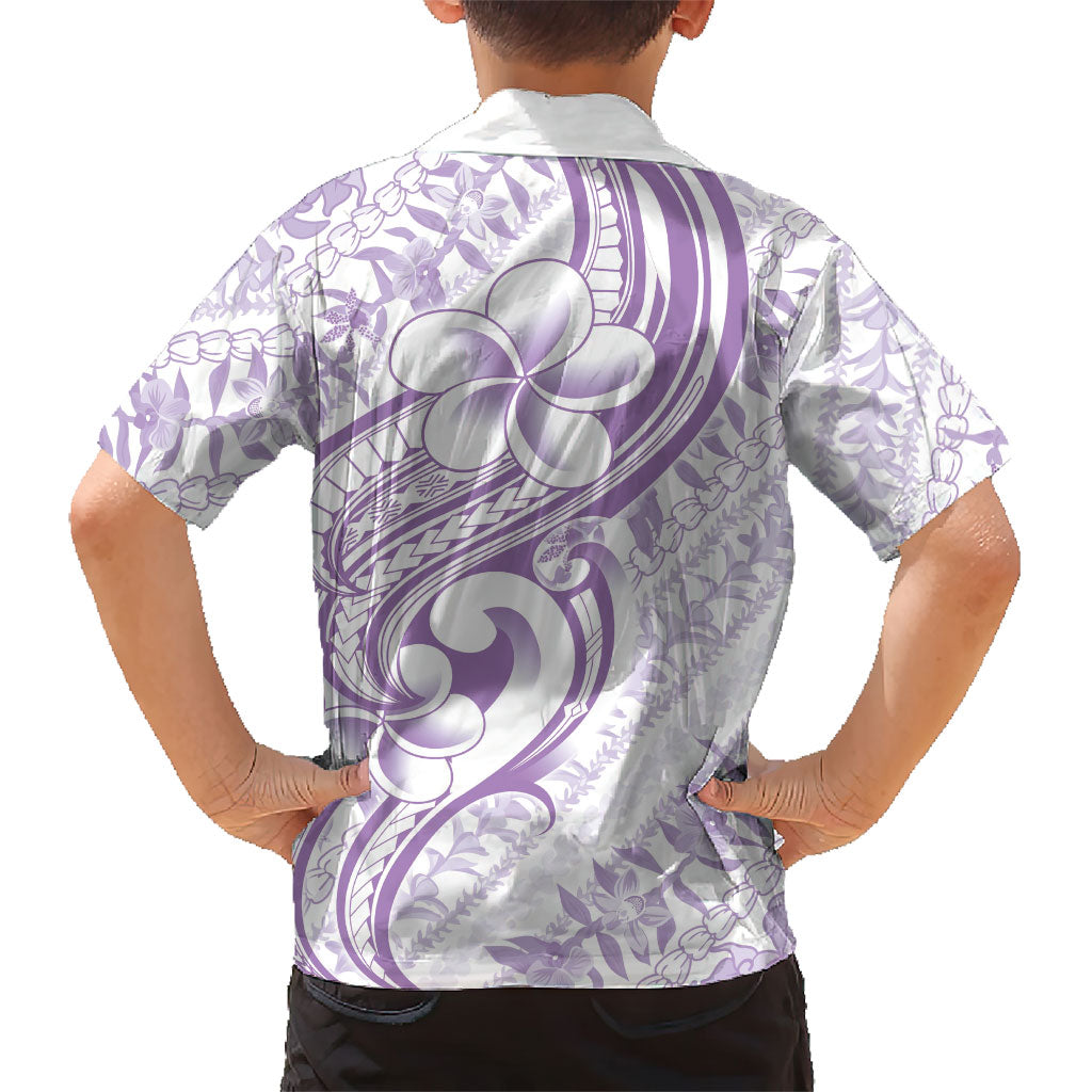 Hawaii Plumeria Lokelani Pikake Lei Family Matching Off Shoulder Short Dress and Hawaiian Shirt Poni Polynesian Tattoo