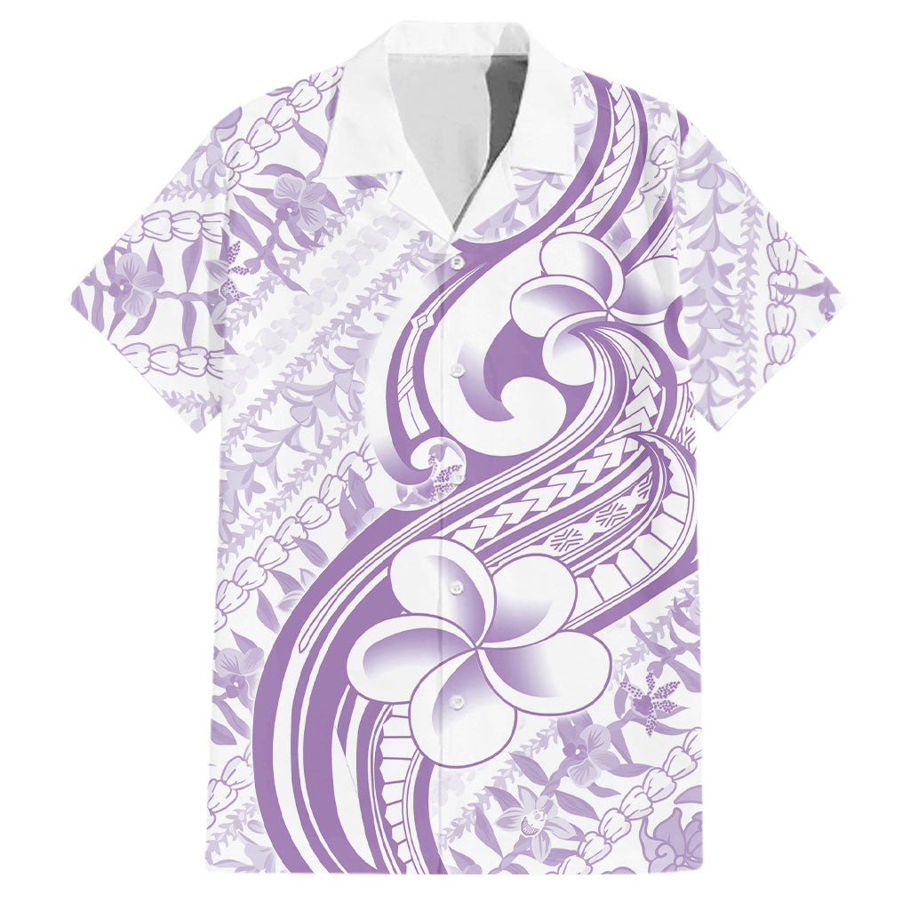 Hawaii Plumeria Lokelani Pikake Lei Family Matching Off Shoulder Short Dress and Hawaiian Shirt Poni Polynesian Tattoo