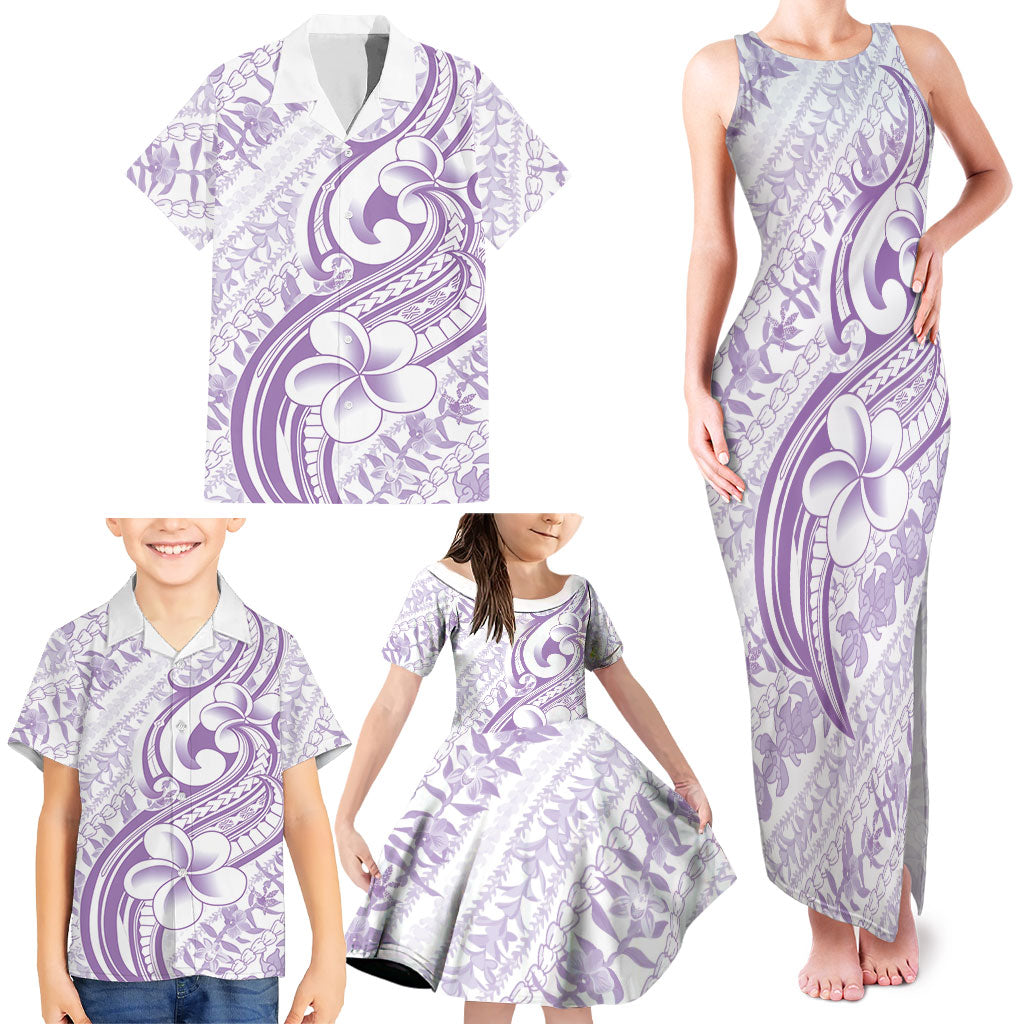 Hawaii Plumeria Lokelani Pikake Lei Family Matching Tank Maxi Dress and Hawaiian Shirt Poni Polynesian Tattoo