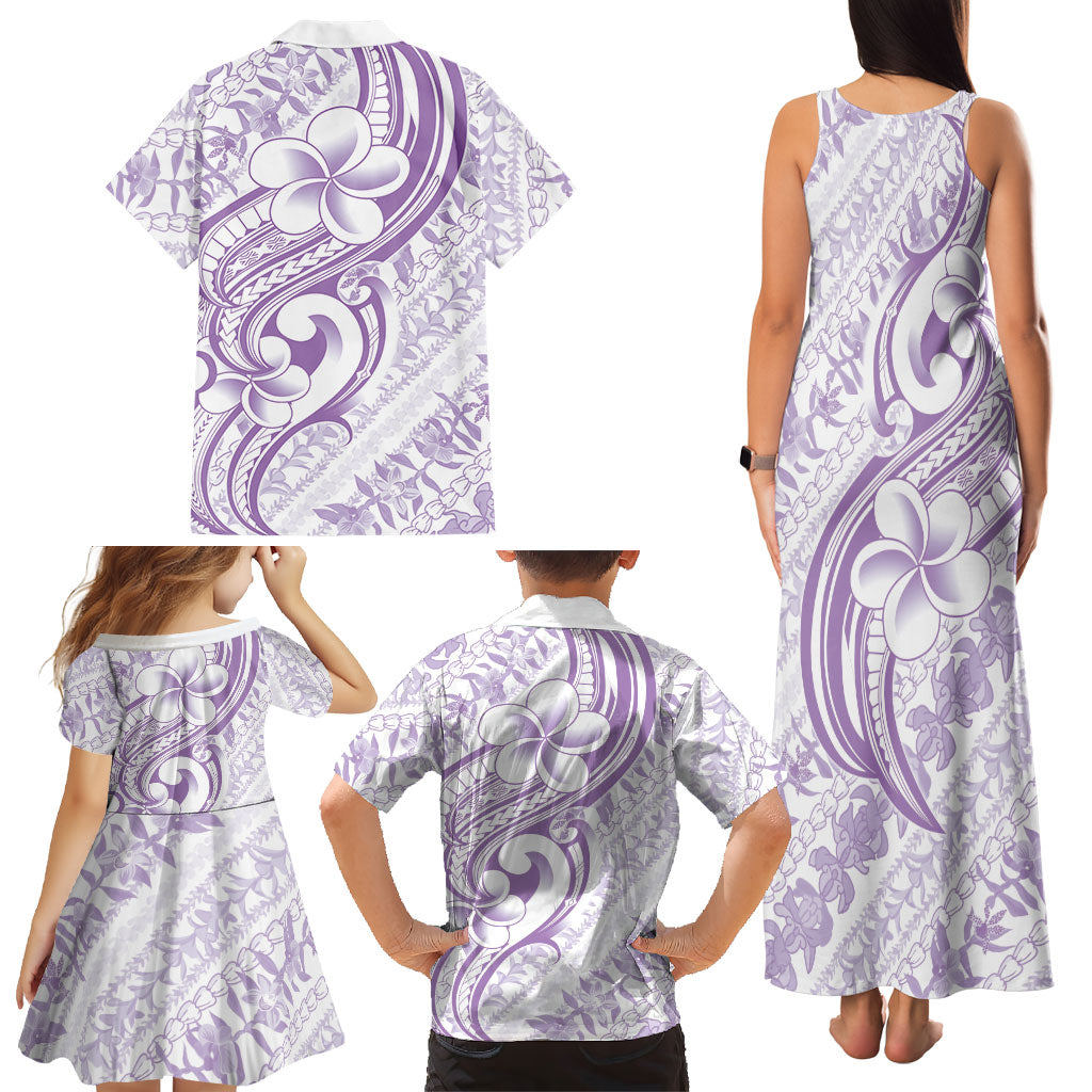 Hawaii Plumeria Lokelani Pikake Lei Family Matching Tank Maxi Dress and Hawaiian Shirt Poni Polynesian Tattoo