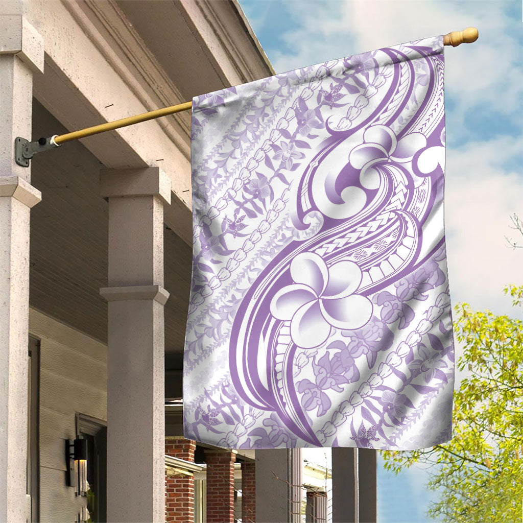 Hawaii Plumeria Lokelani Pikake Lei Garden Flag Poni Polynesian Tattoo LT9 House Flag Purple - Polynesian Pride