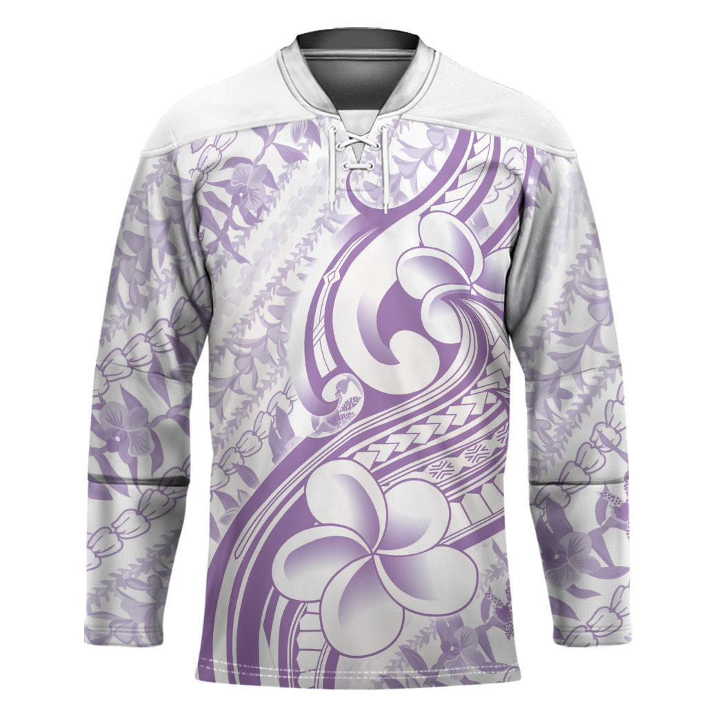 Hawaii Plumeria Lokelani Pikake Lei Hockey Jersey Poni Polynesian Tattoo