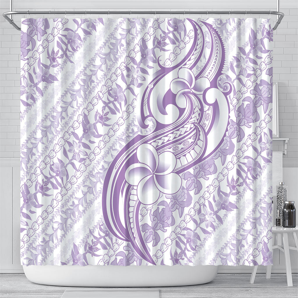Hawaii Plumeria Lokelani Pikake Lei Shower Curtain Poni Polynesian Tattoo