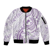 Hawaii Plumeria Lokelani Pikake Lei Sleeve Zip Bomber Jacket Poni Polynesian Tattoo