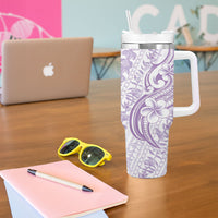 Hawaii Plumeria Lokelani Pikake Lei Tumbler With Handle Poni Polynesian Tattoo