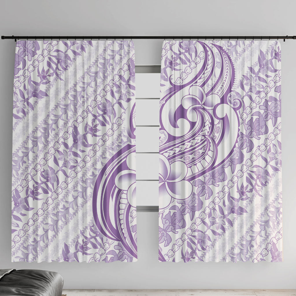 Hawaii Plumeria Lokelani Pikake Lei Window Curtain Poni Polynesian Tattoo LT9 With Hooks Purple - Polynesian Pride