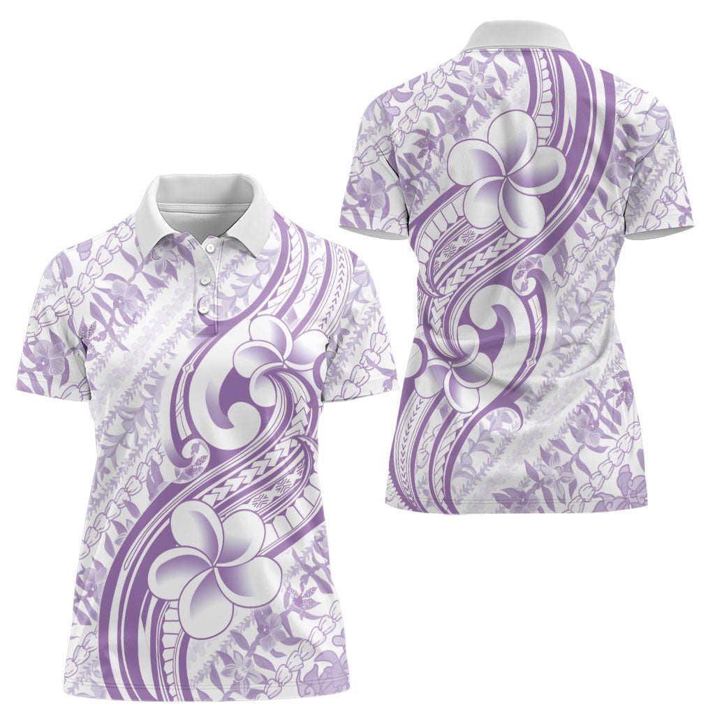 Hawaii Plumeria Lokelani Pikake Lei Women Polo Shirt Poni Polynesian Tattoo