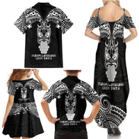 New Zealand Te Reo Maori Family Matching Summer Maxi Dress and Hawaiian Shirt Kia Kaha Maori Language Week Black Style LT9 - Polynesian Pride