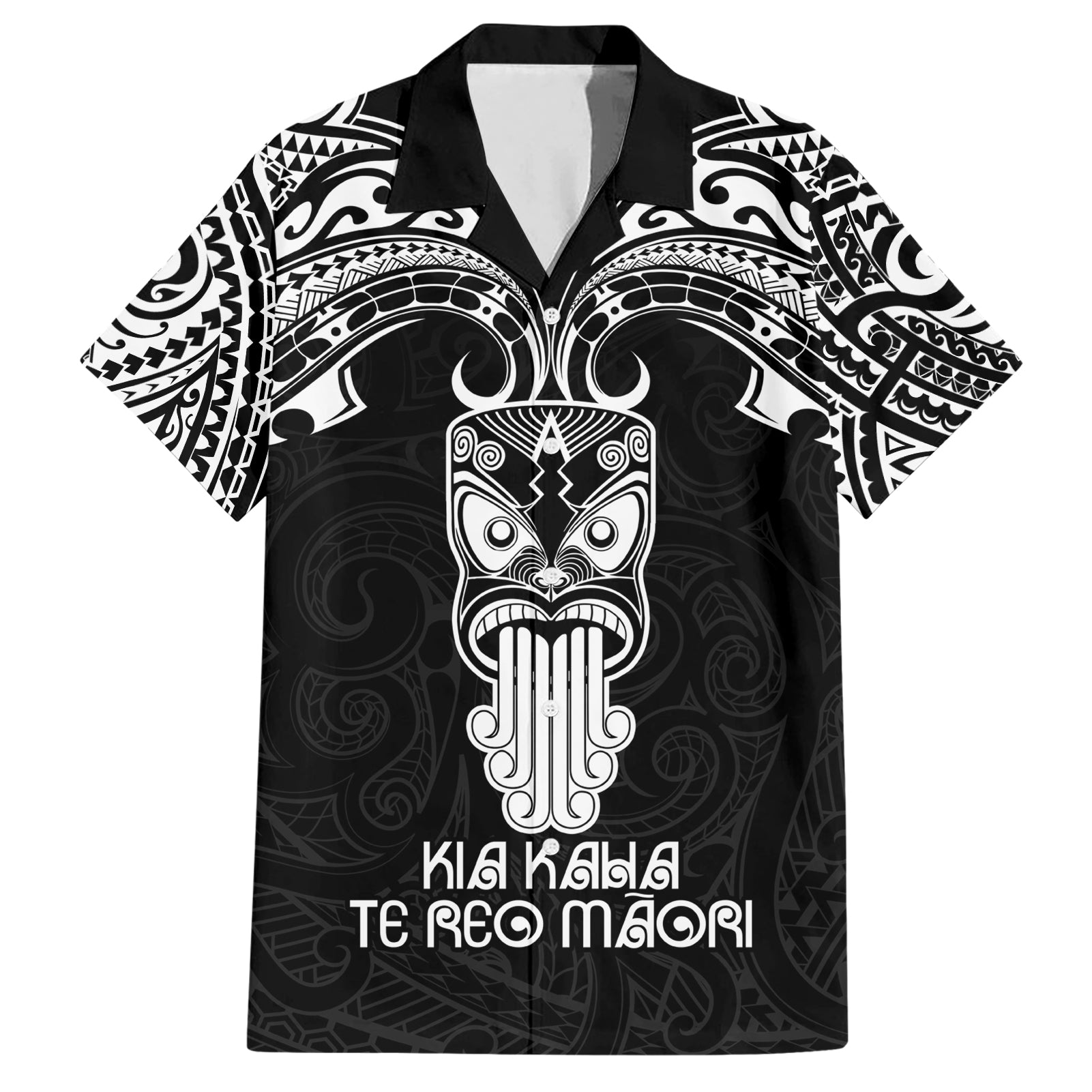 New Zealand Te Reo Maori Hawaiian Shirt Kia Kaha Maori Language Week Black Style LT9 Black - Polynesian Pride